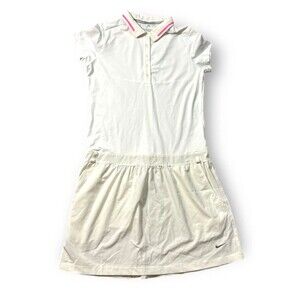 Nike golf tour performance white top eggshell skirt one piece  pockets dry fit M